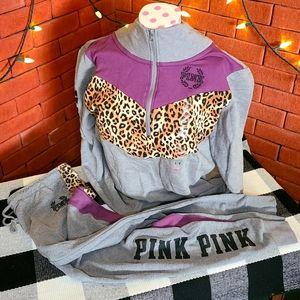 HTF Vs Pink Color block cheetah set sz L